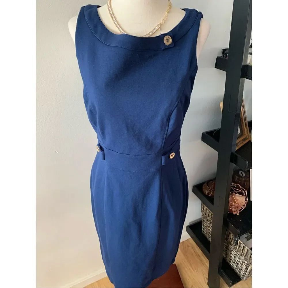 White House black market blue work dress size 6